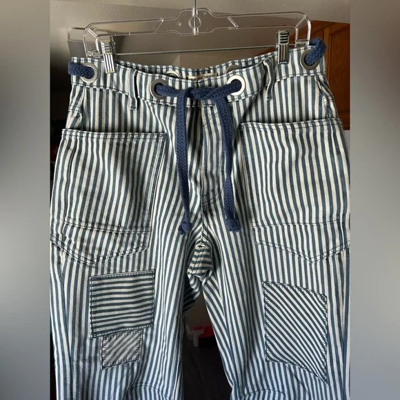 NWOT Free People Moxie Blue Railroad Stripe Pants size 28 Dark Slate - Picture 5 of 10